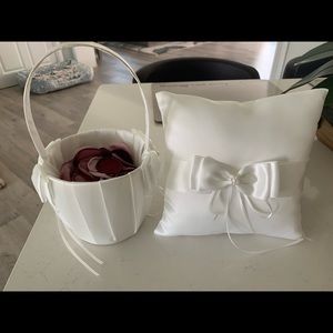 Wedding Flower Girl Basket and Ring Bearer Pillow Set